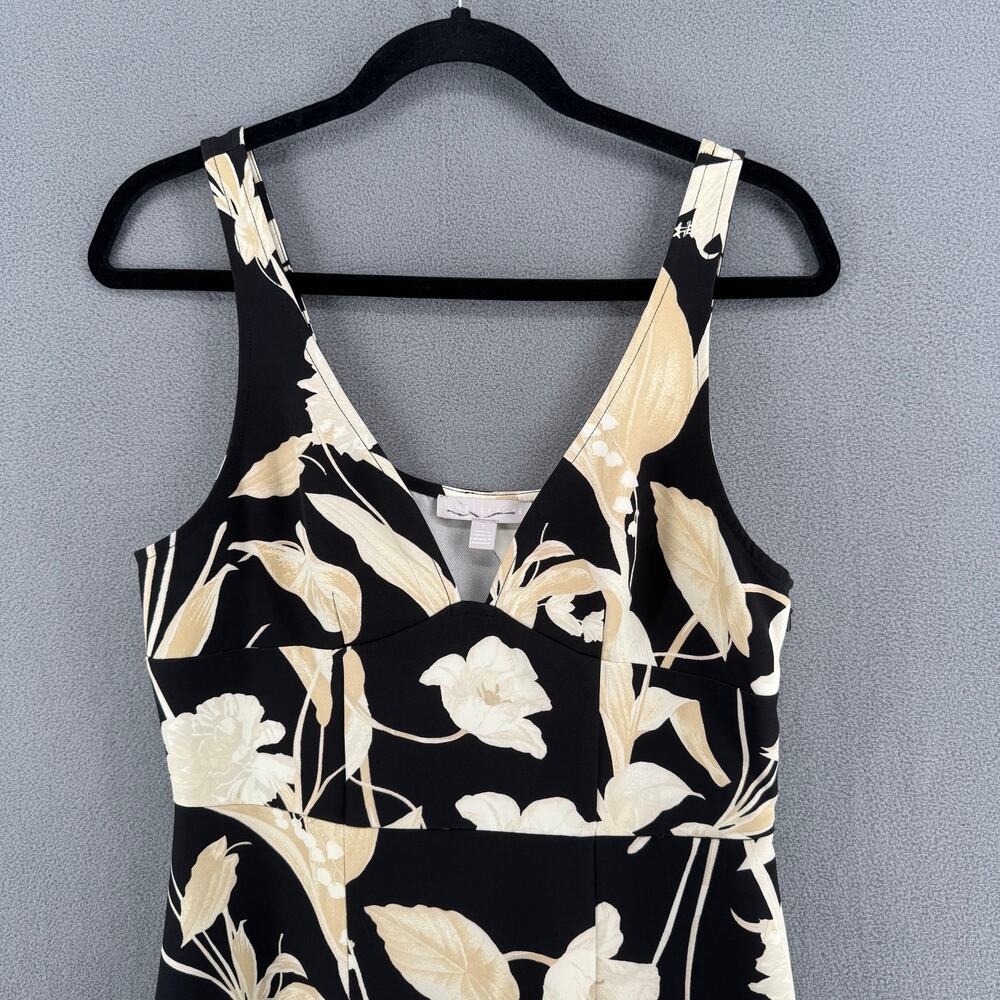 Chelsea 28 Print Tiered Ruffle Sleeveless Midi Dress Women S Black Plunge V Neck - Picture 3 of 14